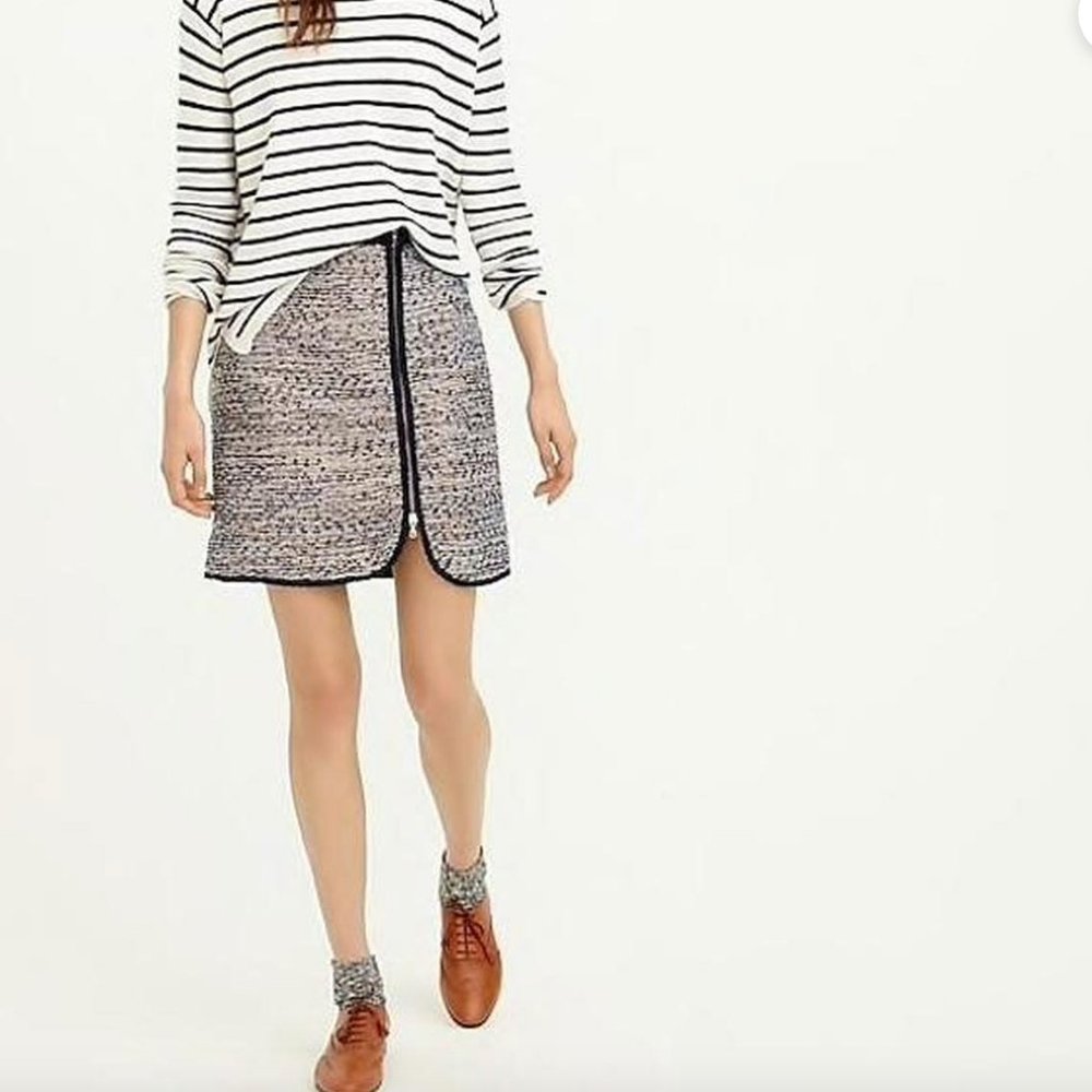 NWOT J.Crew Metallic Tweed Zippered Mini Skirt Size 00